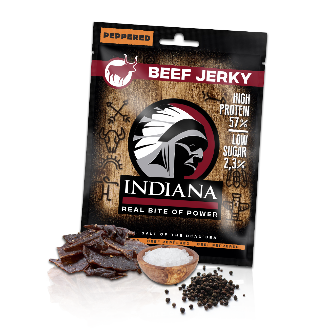 Indiana Jerky hovězí sušené maso Peppered
