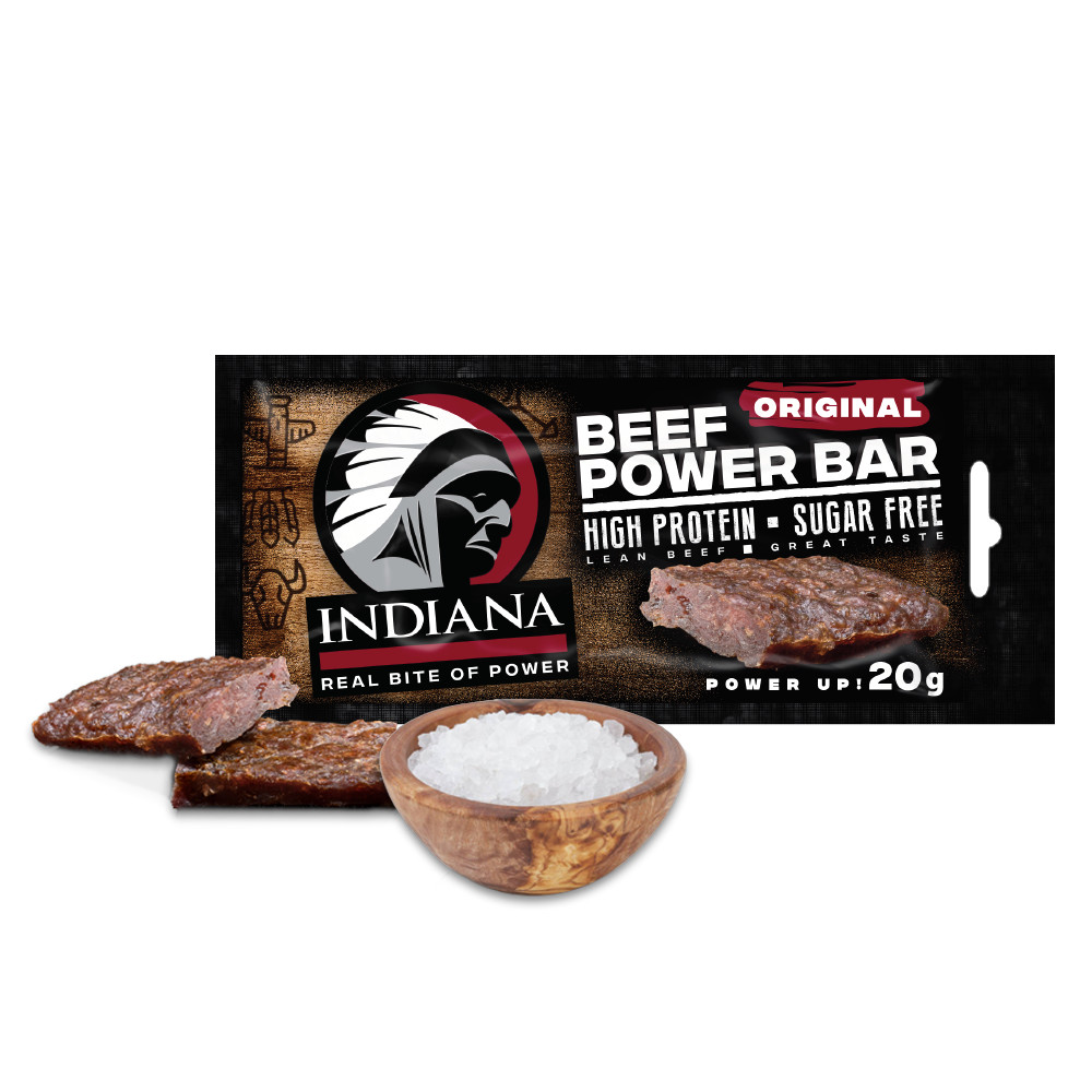 Indiana Jerky sušený hovězí steak Beef Power Bar Original 20g
