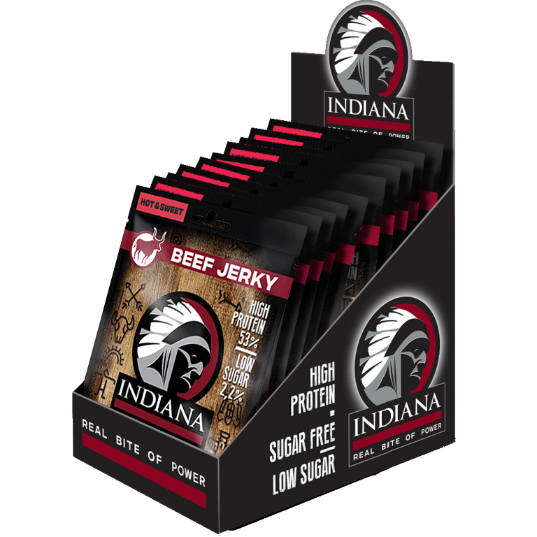 Indiana Jerky Hovězí sušené maso Hot & Sweet - 10ks