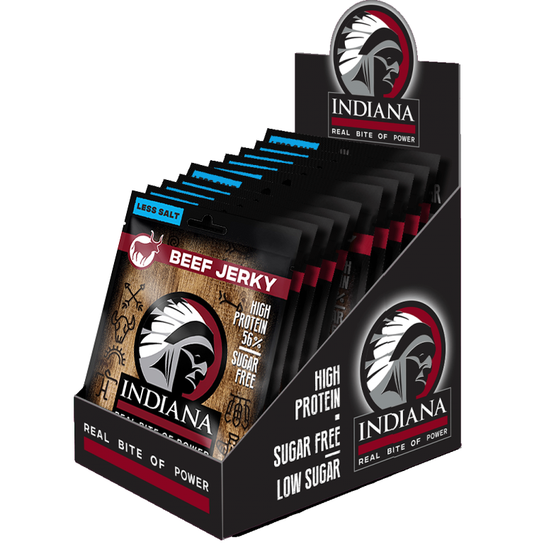 Indiana Jerky Hovězí sušené maso Less Salt - 10ks