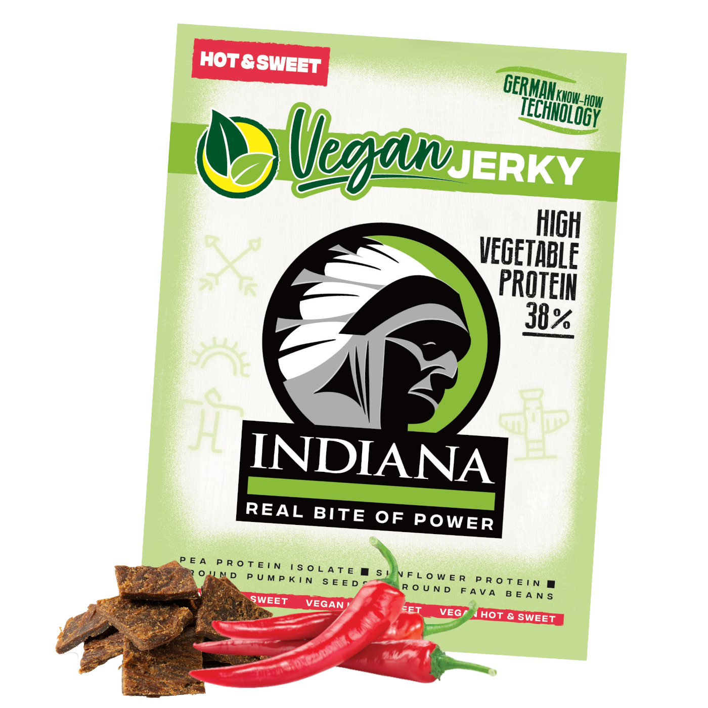 Indiana Jerky Vegan Jerky Hot&Sweet 25g - VÝPRODEJ